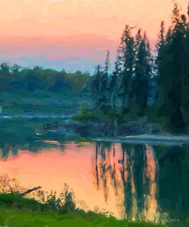 kootenay river oil pastel