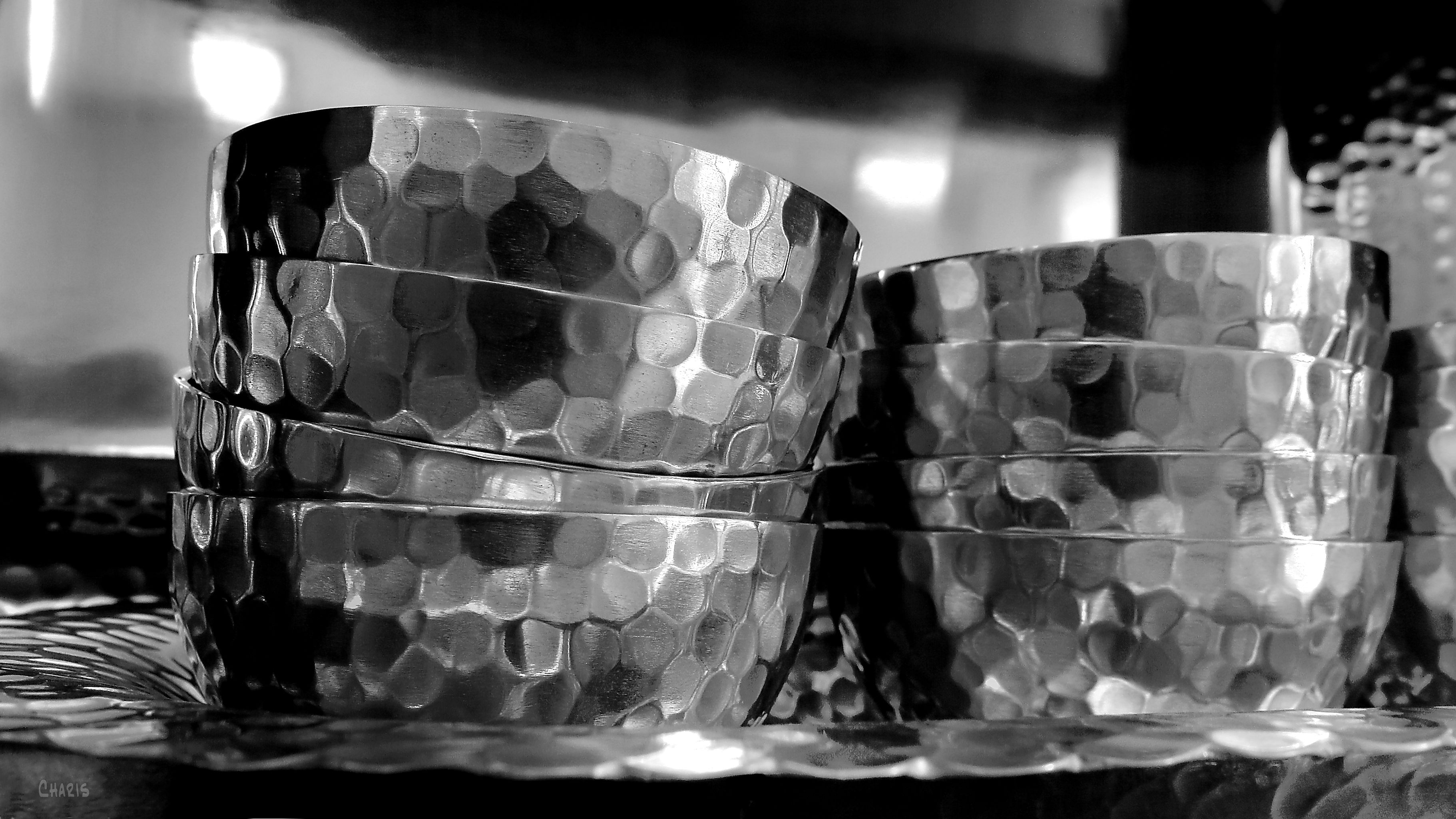metal bowls vessels silver hammered ch bw IMG_6625